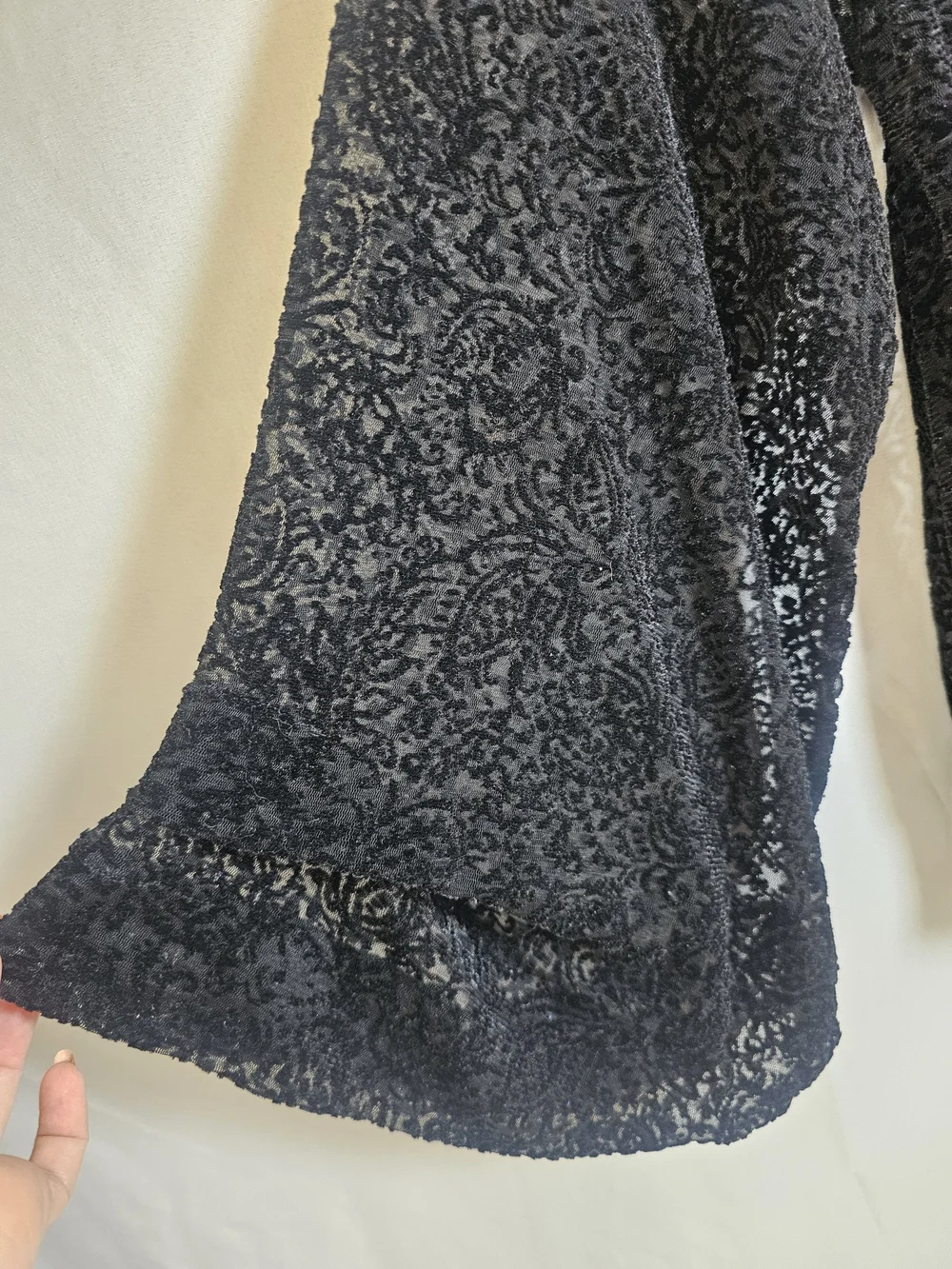 Free People Black Velvet Off Shoulder Burnout Boho Top / Sz M